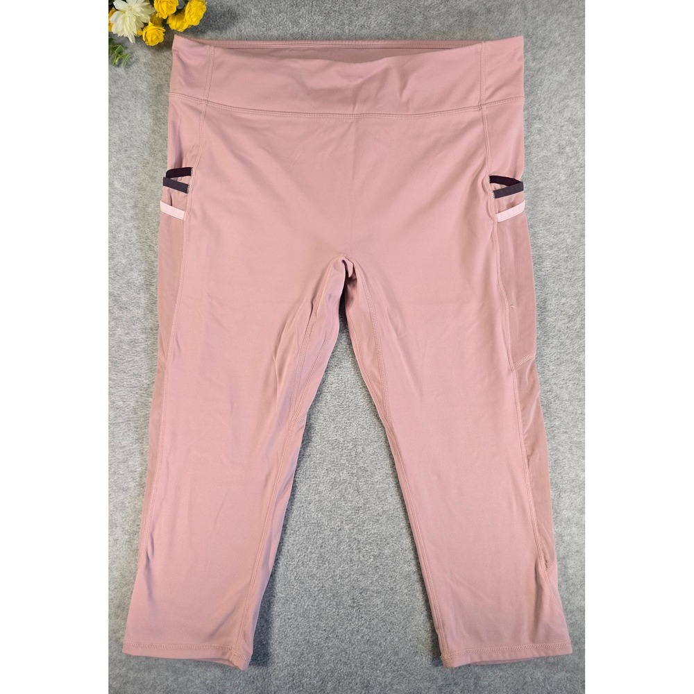 Fabletics Capri Leggings Womens XXL Pink Activewear Mesh Pocket Athleisure Sport